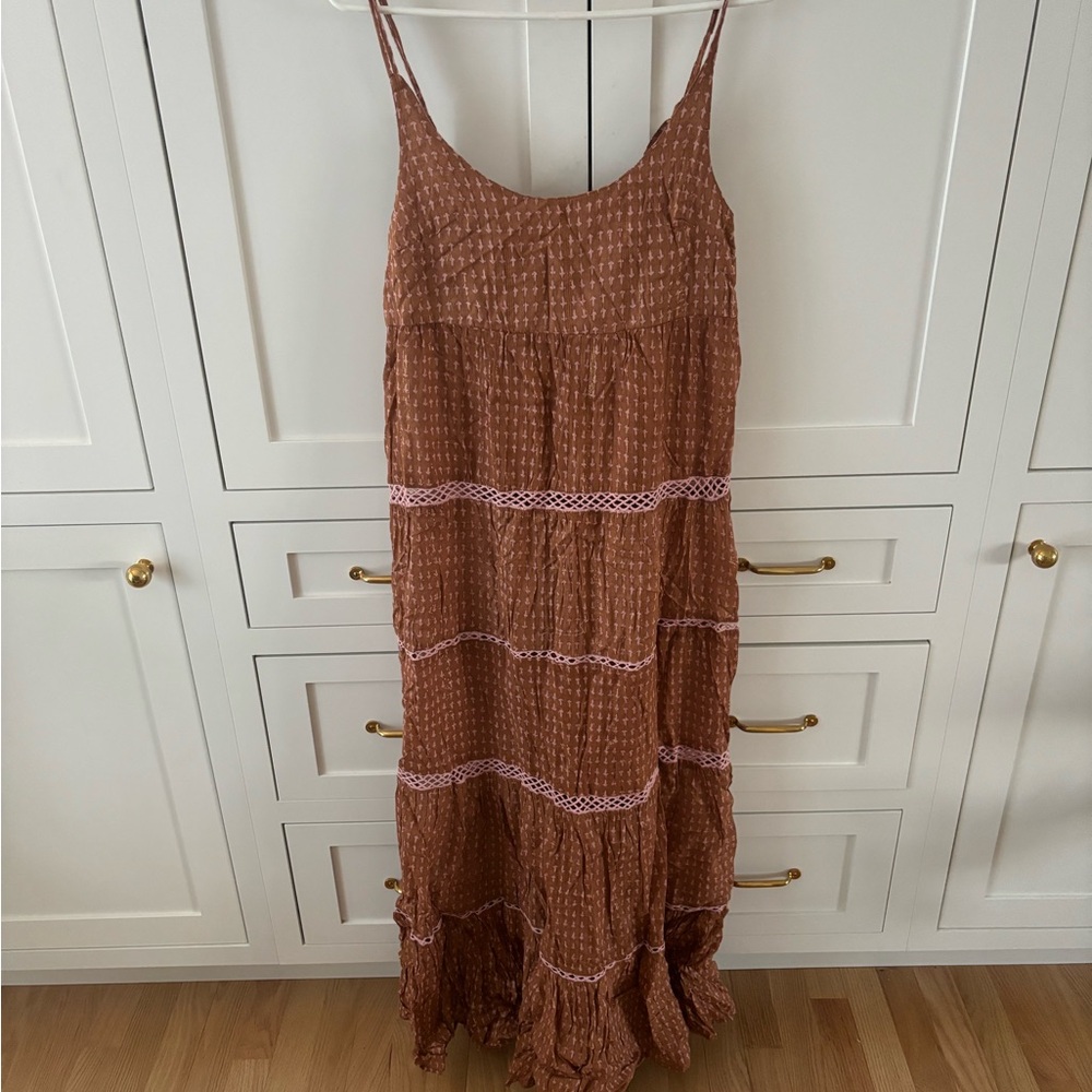 Boho Tiered Maxi Dress in Rust